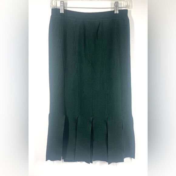 Chelsea & Theodore Forest Range GREEN Rayon Nylon Pleated Midi Skirt S NWT - Picture 1 of 3